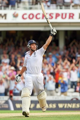 Jonathan Trott celebrates Oval Century