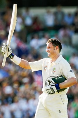 Michael Hussey celebrates Oval Century