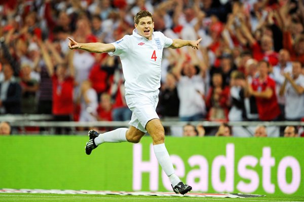 Gerrard celebrates v Croatia