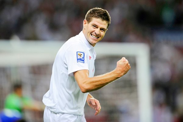 Gerrard celebrates scoring his second v Croatia