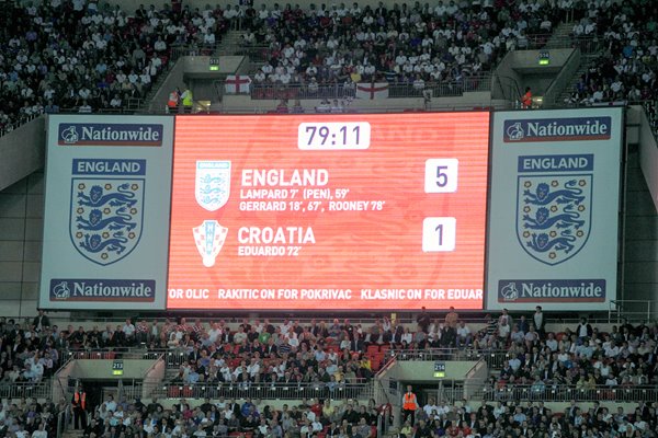 England 5 - Croatia 1 Final Scoreboard 