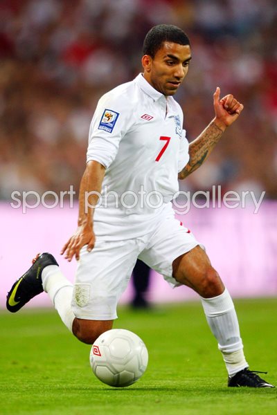 Aaron Lennon on the attack for England