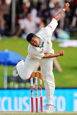 Makhaya Ntini bowls during 100th Test