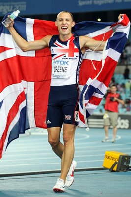 David "Dai" Greene celebrates Gold Daegu 2011