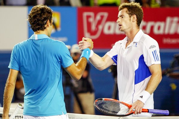 Andy Murray congratulates Roger Federer