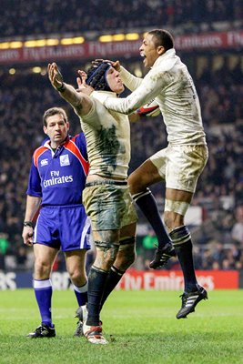 James Haskell and Delon Armitage celebrate 