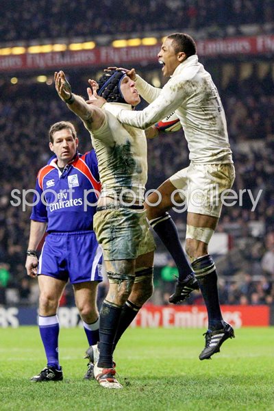 James Haskell and Delon Armitage celebrate 