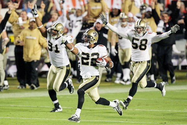 Tracy Porter and New Orleans celebrate Touchdown