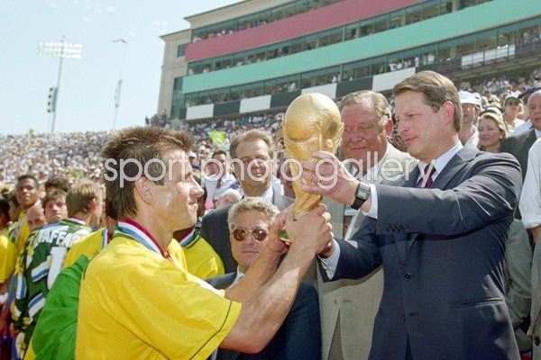 Dunga receives the trophy from Al Gore 1994 World Cup