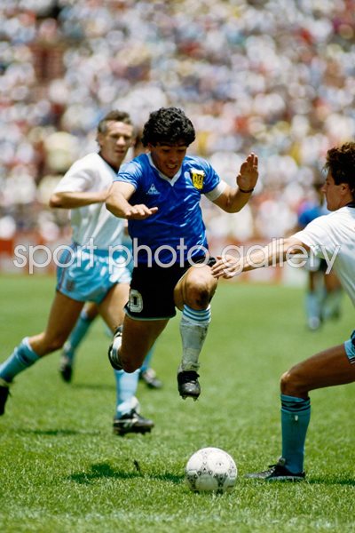 Maradona runs past England defenders 