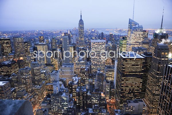 The New York City skyline at night