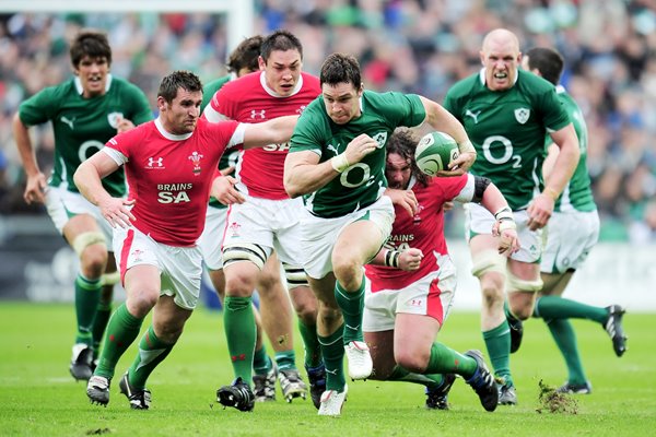 David Wallace charges forward - Ireland v Wales 