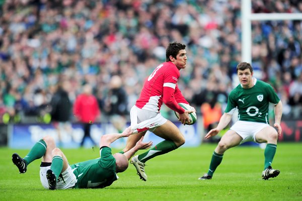 James Hook tackled by Keith Earls