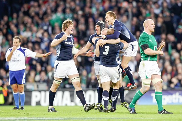 Scotland celebrate victory moment v Ireland 