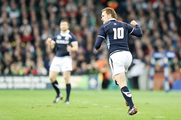 Dan Parks celebrates winning penalty v Ireland