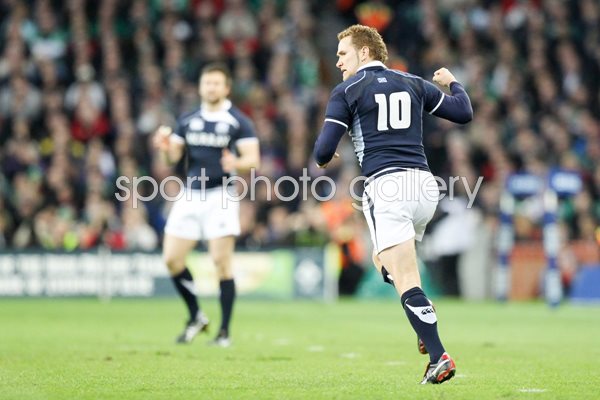 Dan Parks celebrates winning penalty v Ireland