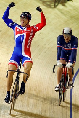 Chris Hoy celebrates Keirin win 2010