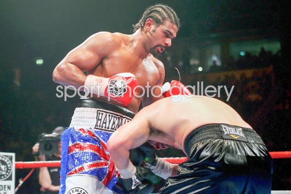 David Haye on top of John Ruiz in Manchester