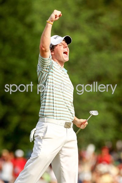 Rory McIlroy celebrates maiden US Tour win