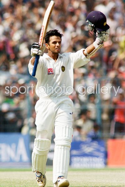 Rahul Dravid of India reaches 100