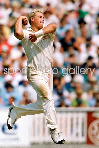 Shane Warne of Australia in action 