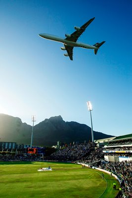 A South African Airways plane over Newlands