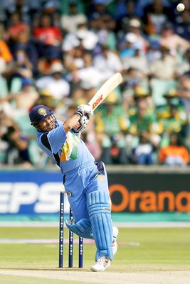 Sachin Tendulkar hits a boundary 