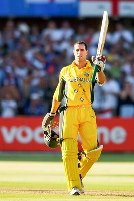 Michael Bevan of Australia celebrates 