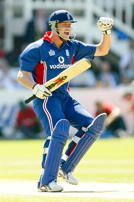 Andrew Flintoff celebrates victory