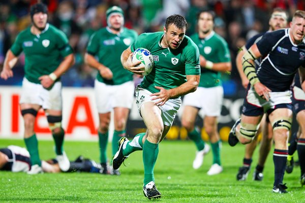 Tommy Bowe scores Ireland v USA RWC 2011 