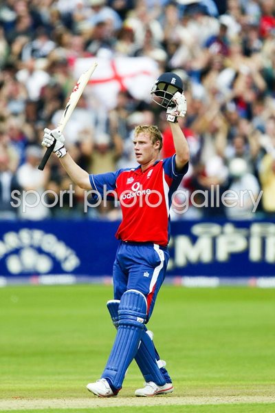 Andrew Flintoff celebrates