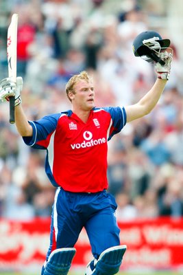 Andrew Flintoff celebrates 
