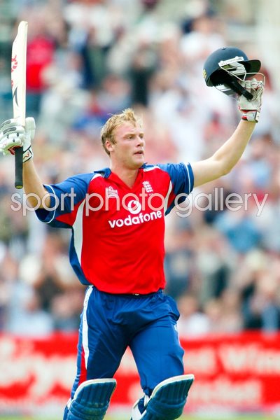 Andrew Flintoff celebrates