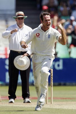 Michael Vaughan celebrates wicket 