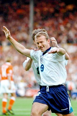 Alan Shearer celebrates Euro 1996