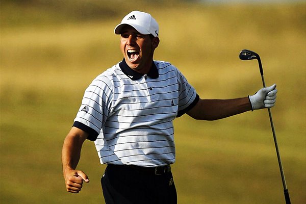 Sergio Garcia of Spain celebrates