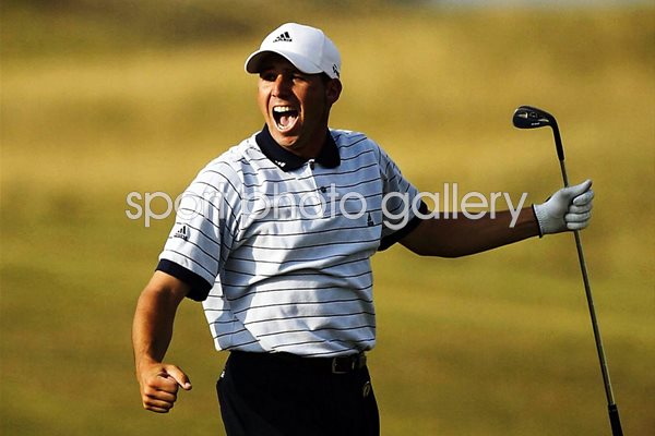 Sergio Garcia of Spain celebrates