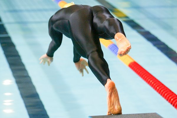 Ian Thorpe of Australia dives in