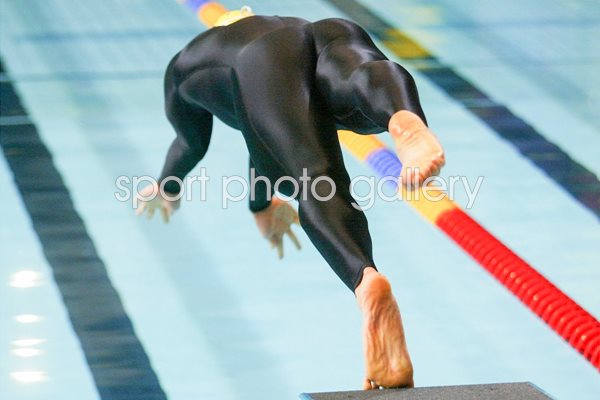 Ian Thorpe of Australia dives in