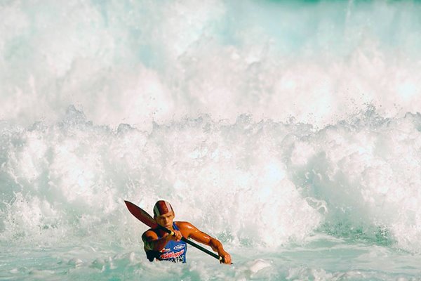 Tim Peach of Mooloolaba is chased