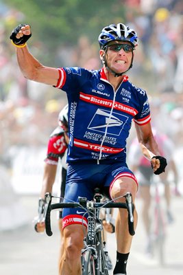 Lance Armstrong celebrates 2004 stage