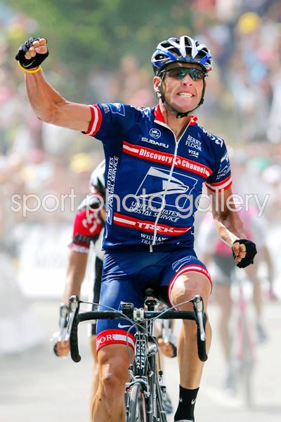 Lance Armstrong celebrates 2004 stage