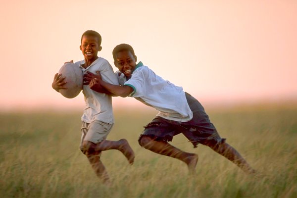 Children playing rugby