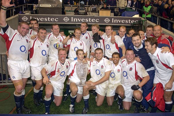 England celebrate with the Cook Cup 
