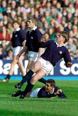 Craig Chalmers Scotland penalty v England Grand Slam Game Murrayfield 1990