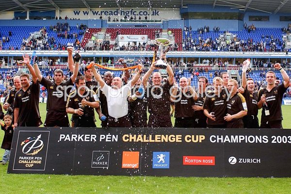 Wasps celebrate after victory in the Parker Pen Challenge Cup Final