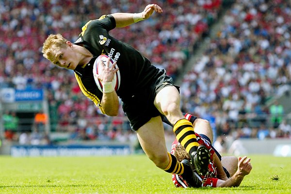 Josh Lewsey of Wasps scores a try