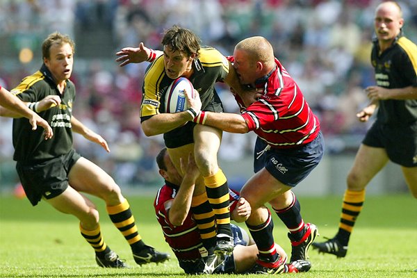 Fraser Waters of Wasps is tackled