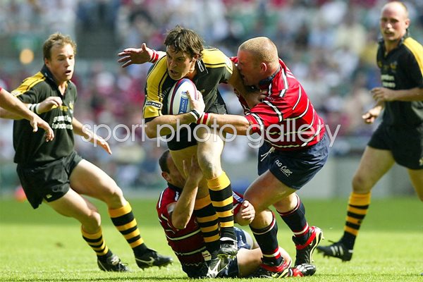 Fraser Waters of Wasps is tackled