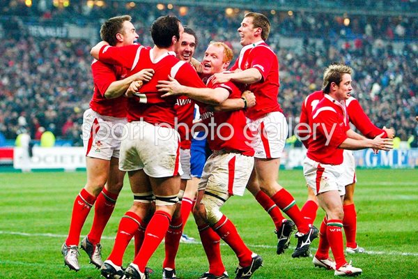Welsh players celebrate 